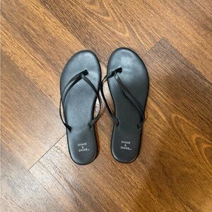 Shade & Shore Faux Leather Black Women's Sandals